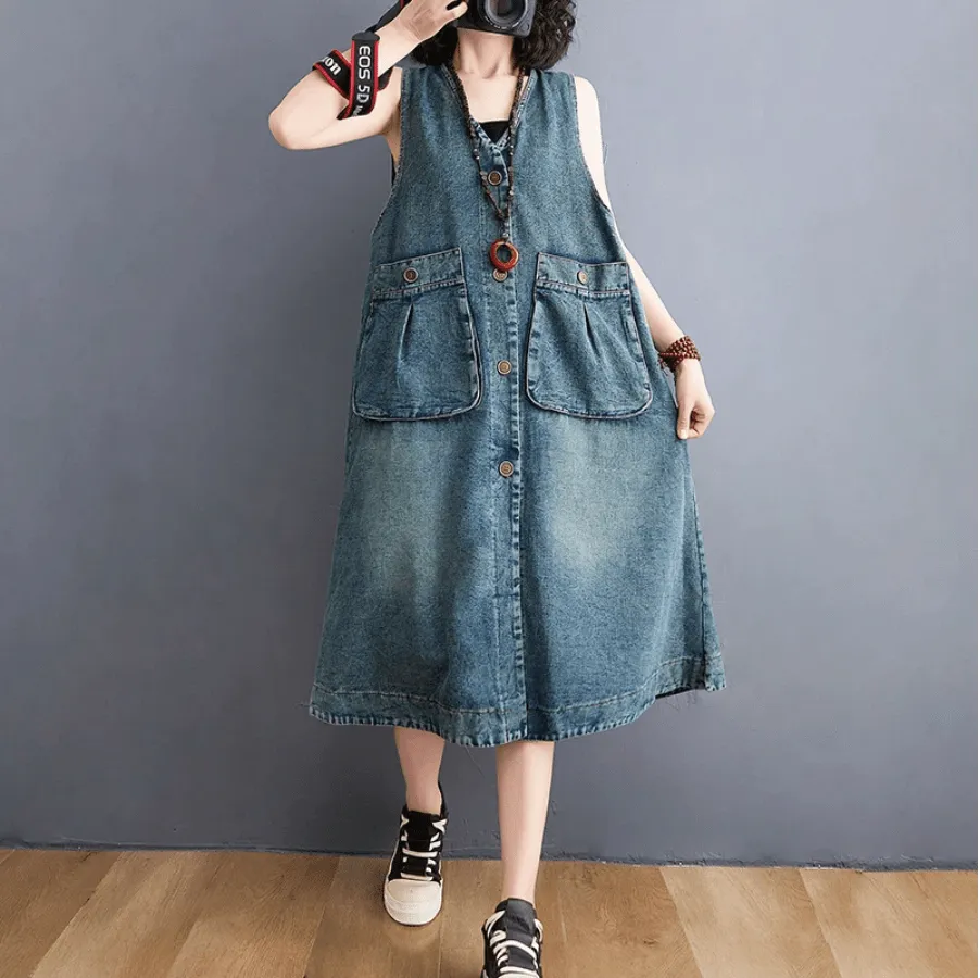 Sunday Ready Denim Overall Dress