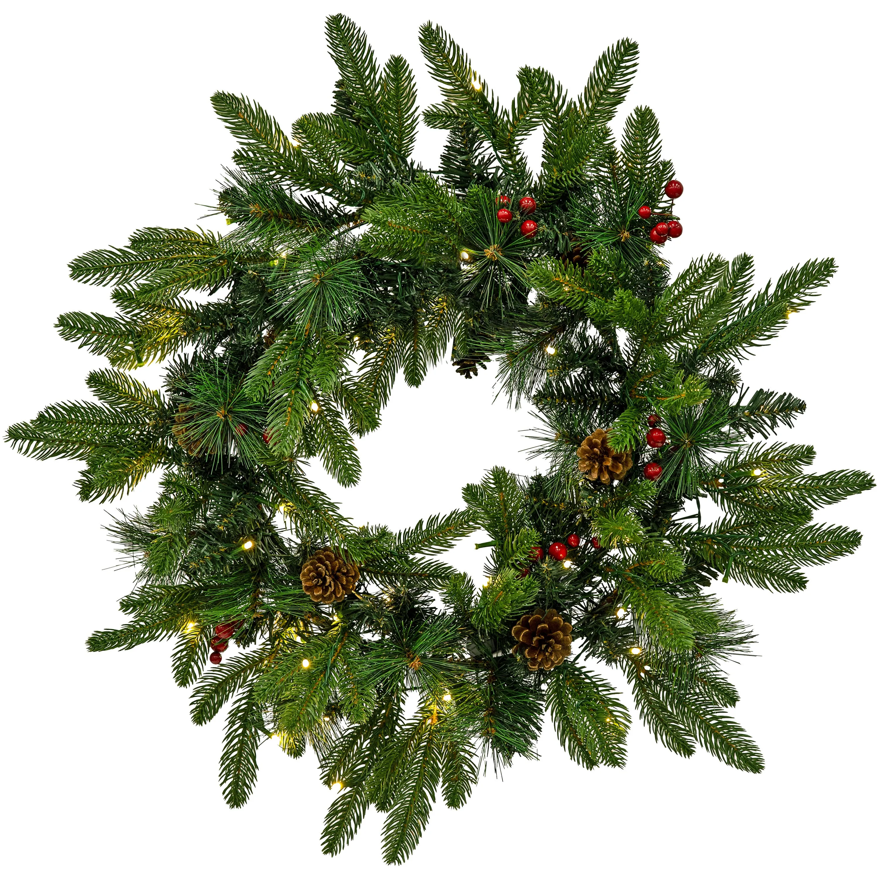 Sunnydaze 24" Prelit Artificial Christmas Wreath with Timer