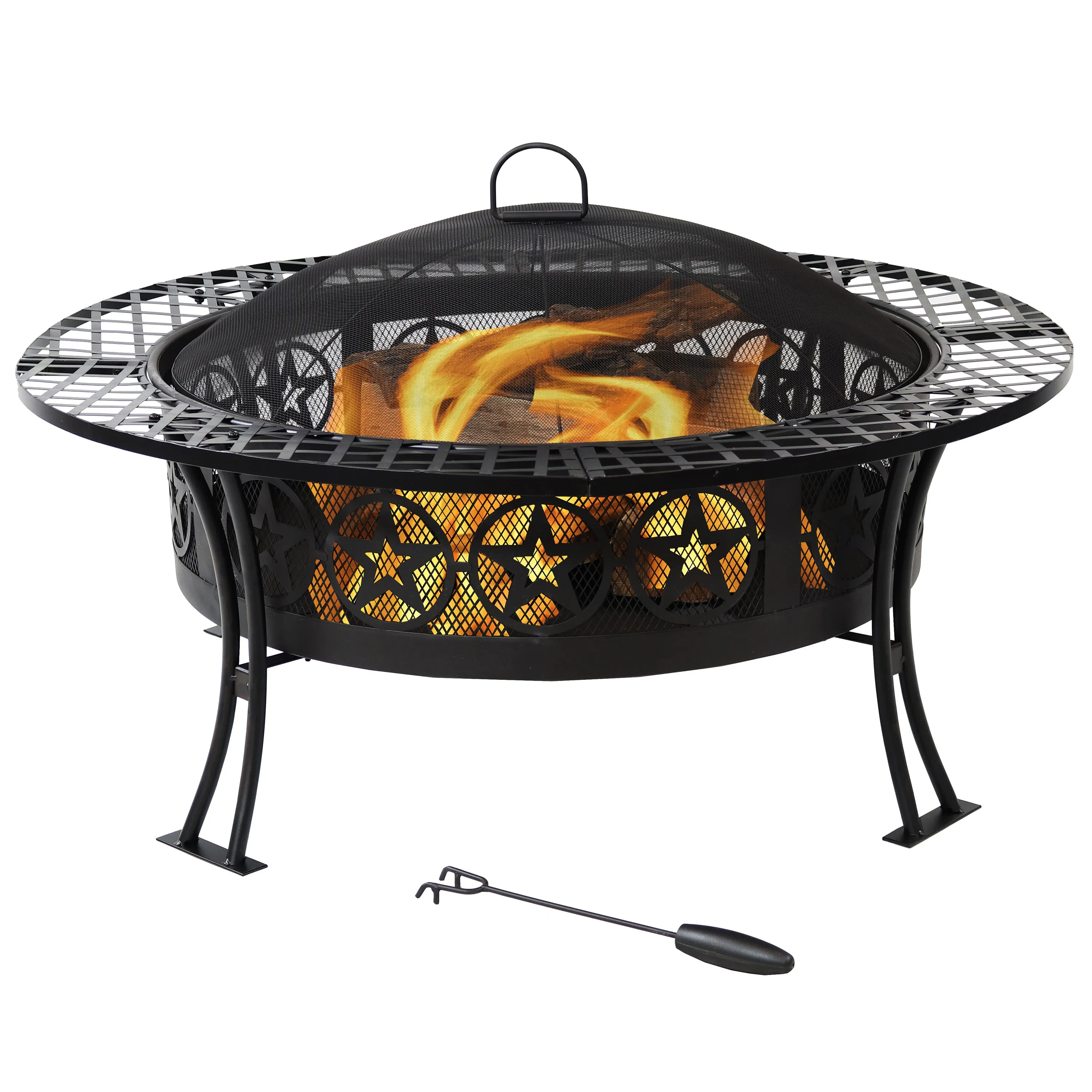 Sunnydaze 40" Four Star Large Fire Pit Table with Spark Screen