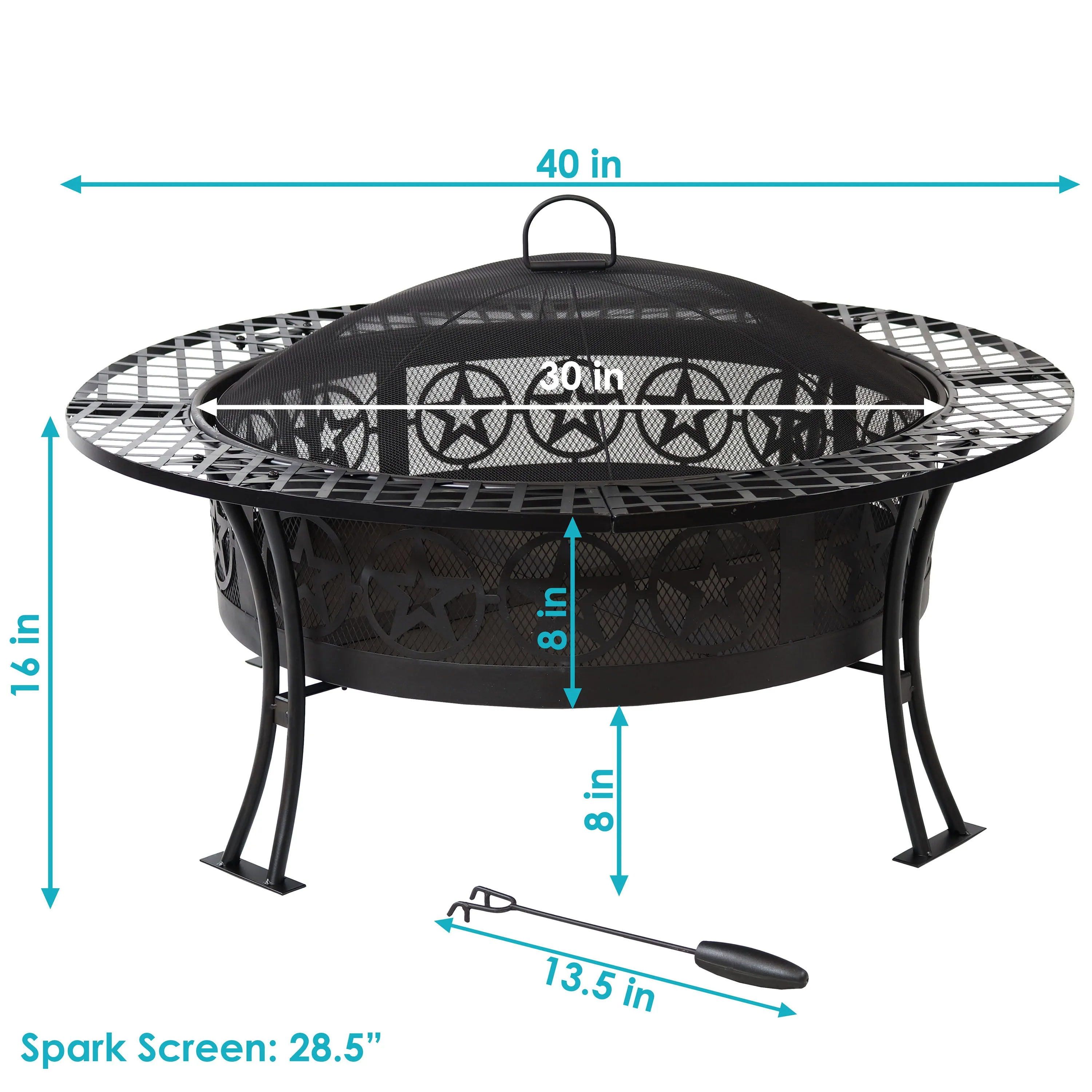 Sunnydaze 40" Four Star Large Fire Pit Table with Spark Screen