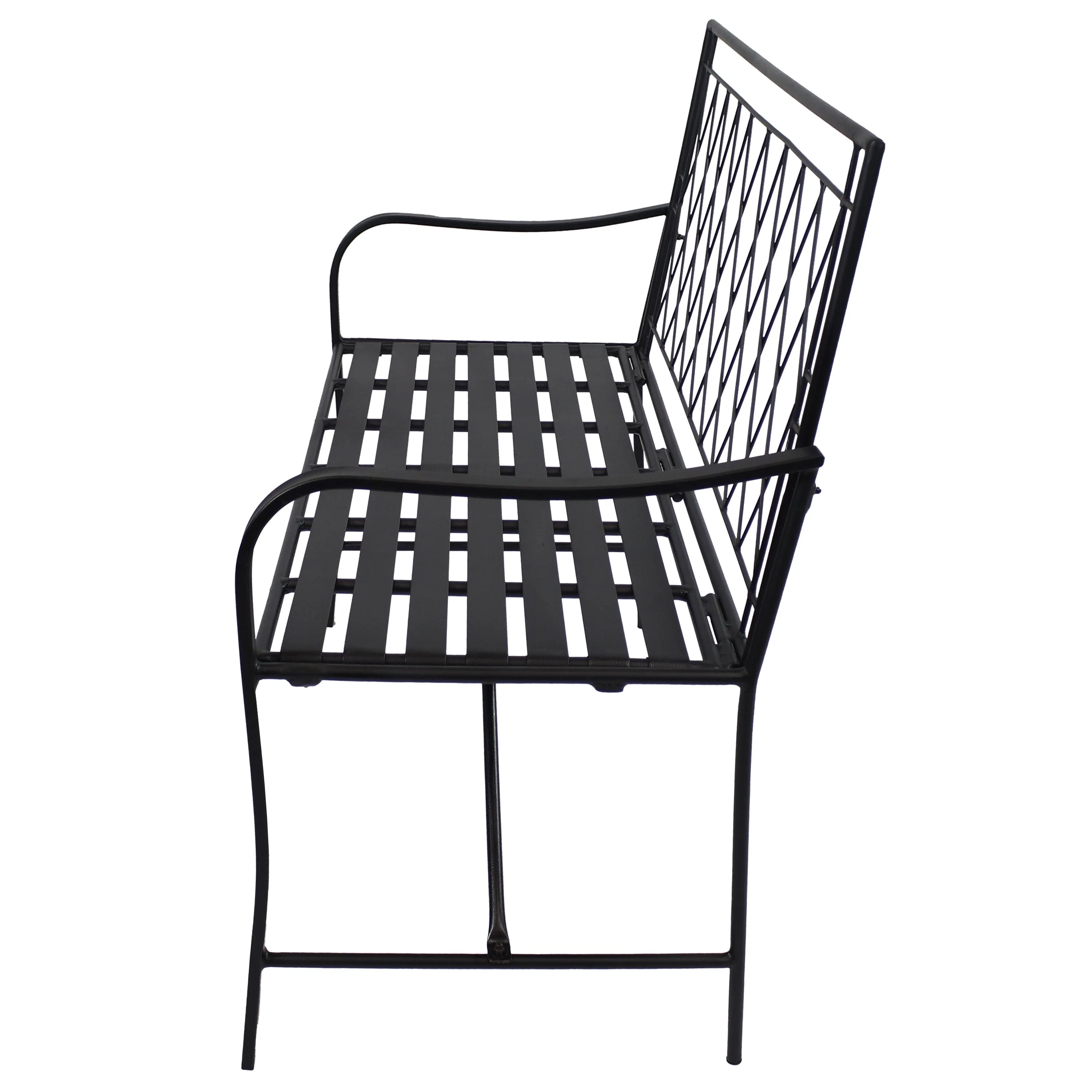 Sunnydaze Argyle Diamond Iron Outdoor Patio Bench - Black