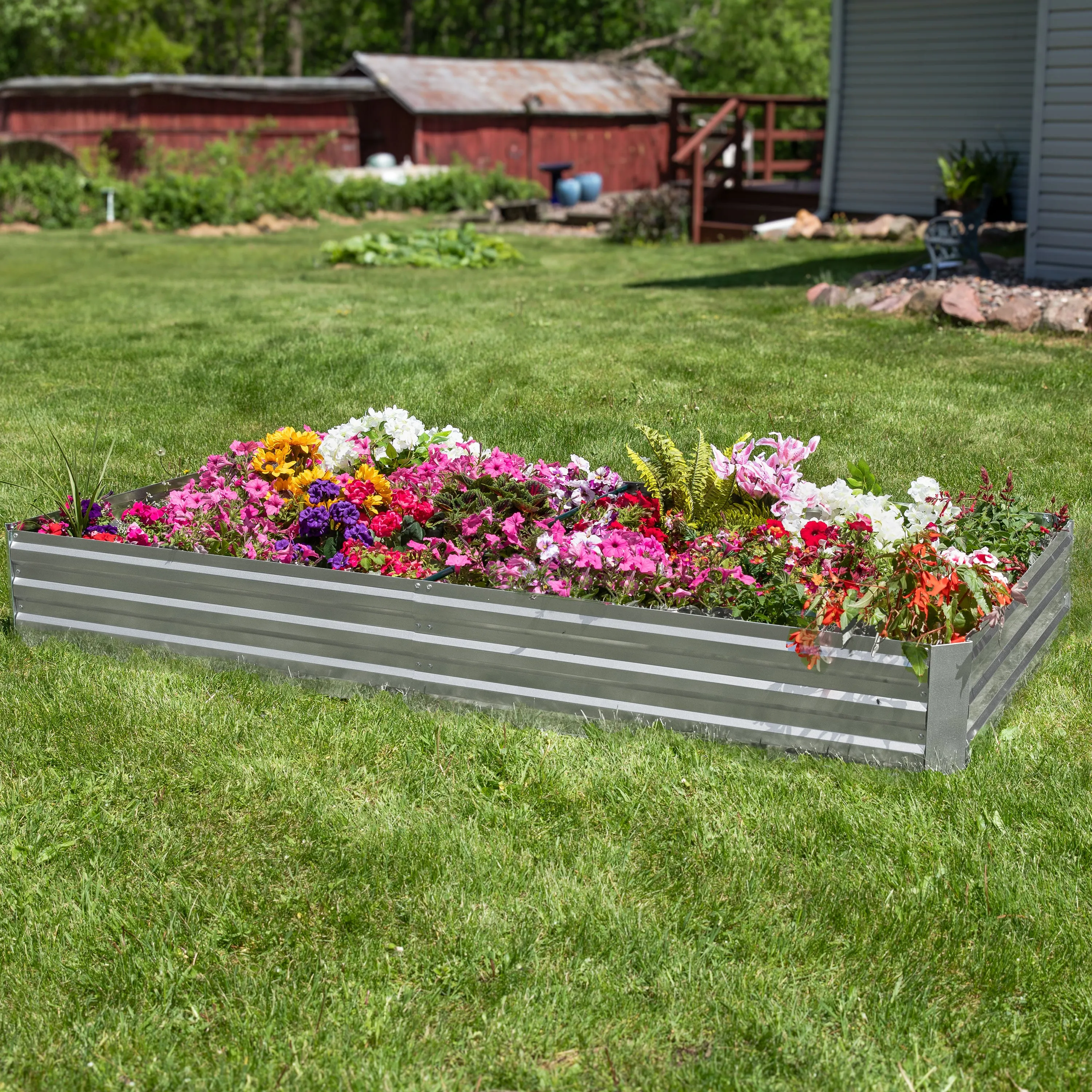 Sunnydaze Galvanized Steel Rectangle Raised Garden Bed