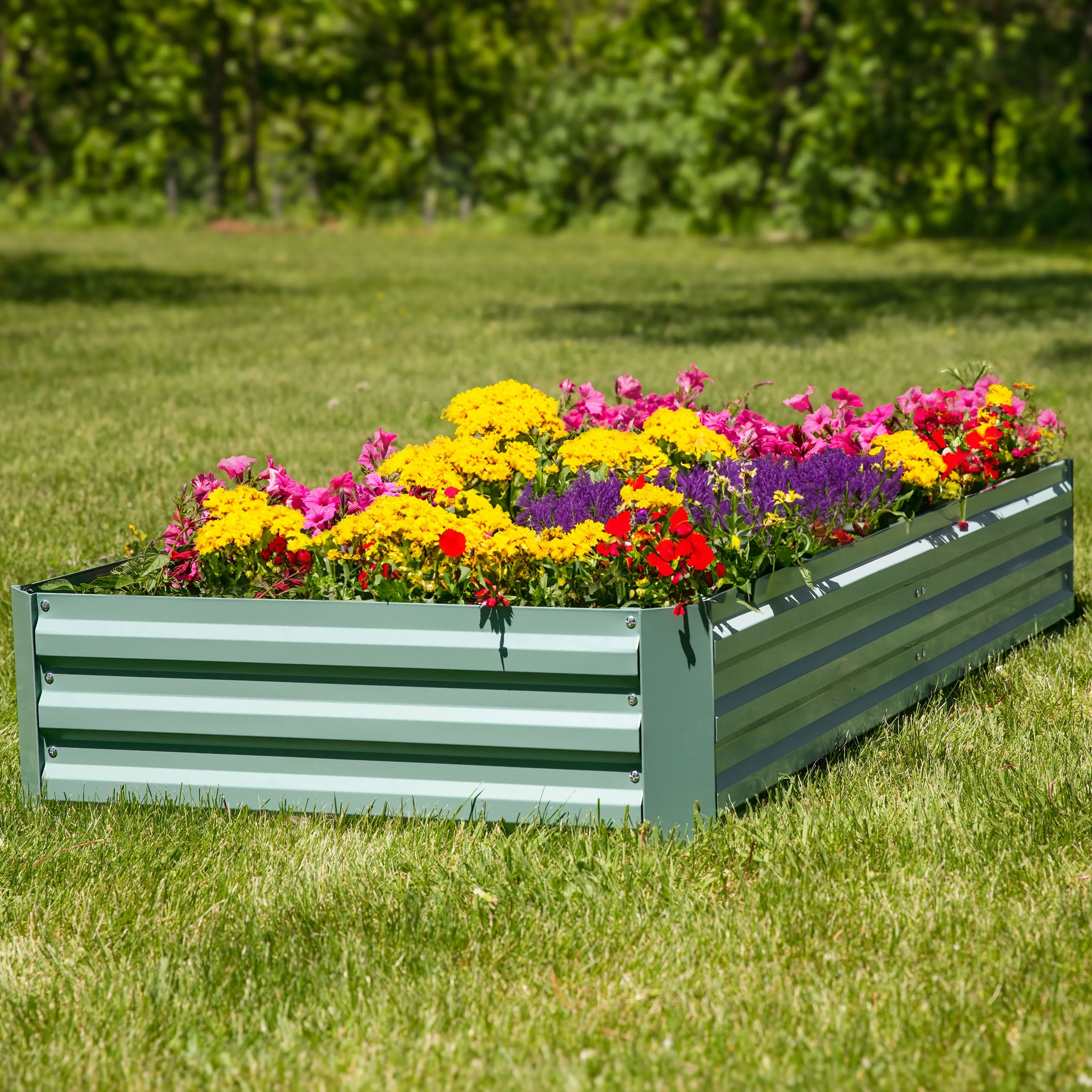 Sunnydaze Galvanized Steel Rectangle Raised Garden Bed