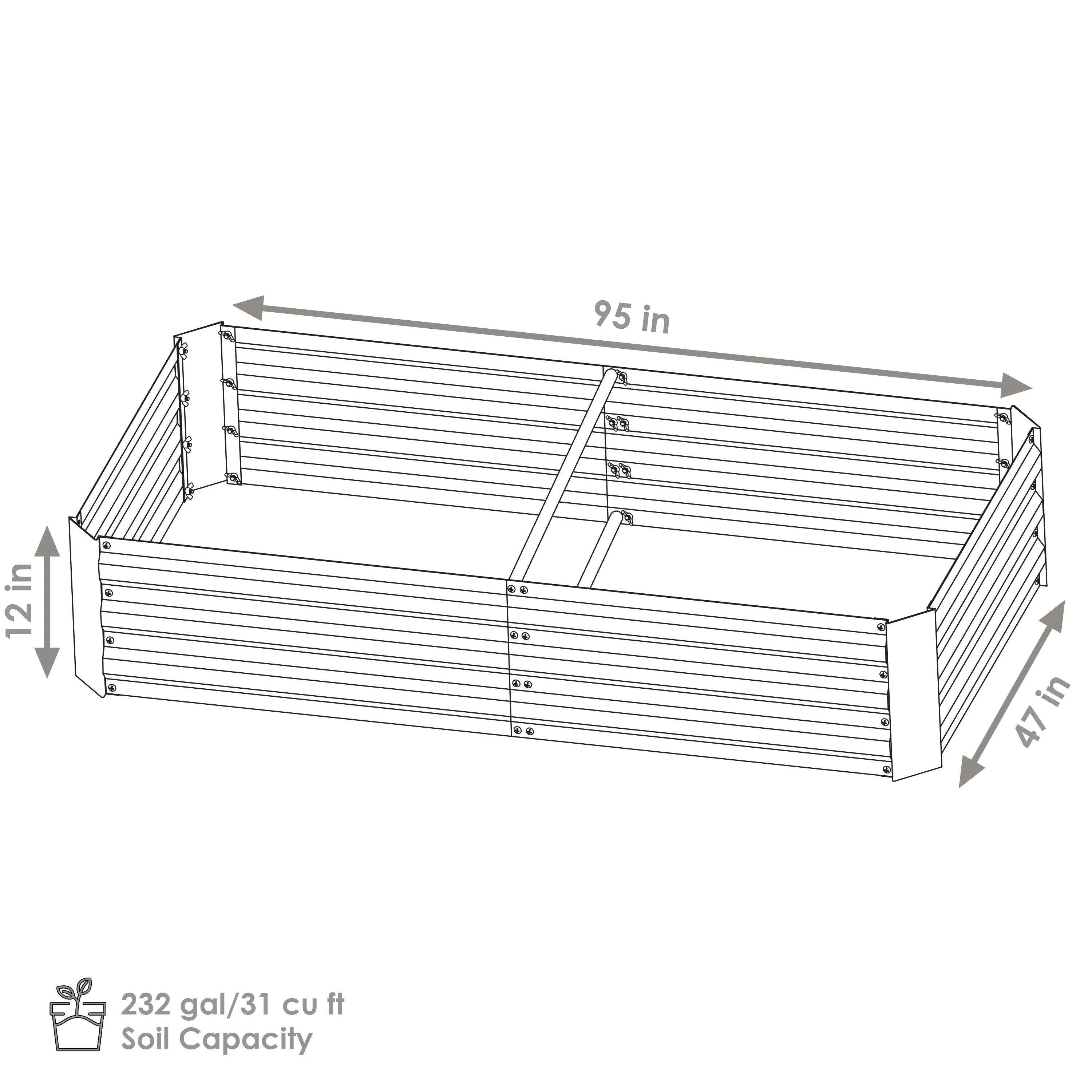 Sunnydaze Galvanized Steel Rectangle Raised Garden Bed