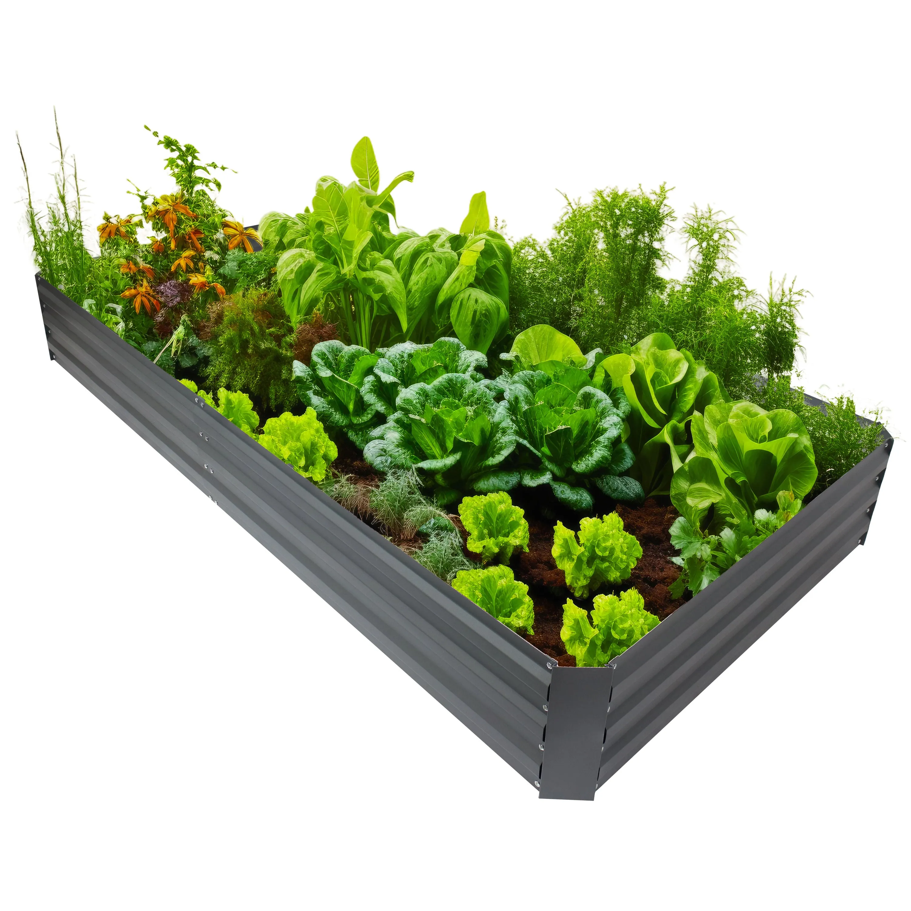 Sunnydaze Galvanized Steel Rectangle Raised Garden Bed