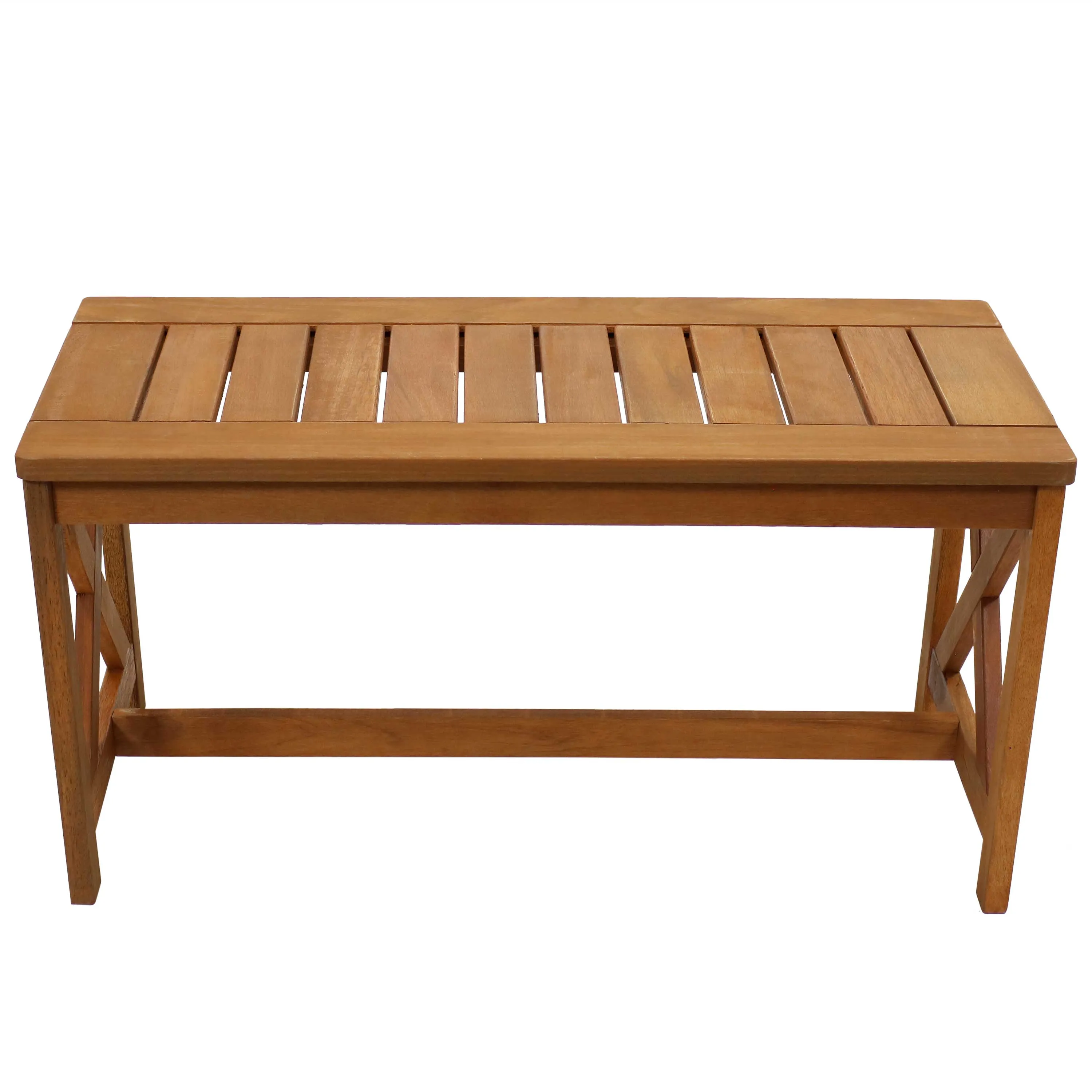 Sunnydaze Meranti Wood Outdoor Patio Coffee Table with Teak Finish - 35"