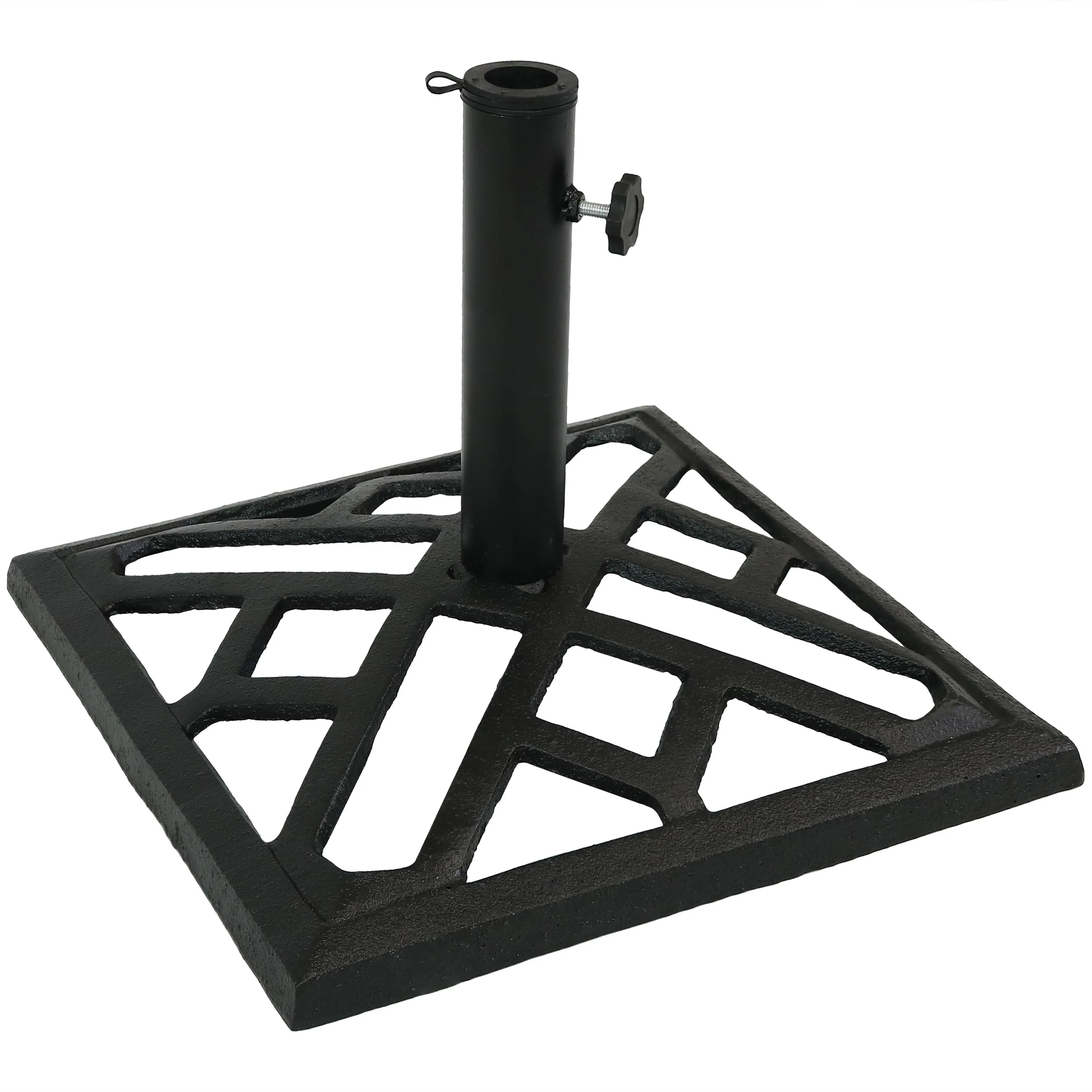 Sunnydaze Modern Geometric Cast Iron Patio Umbrella Base - 17" Square