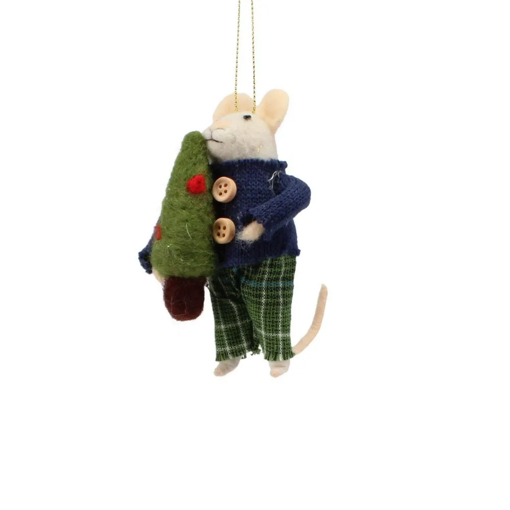 Tartan Mouse and Tree Decoration