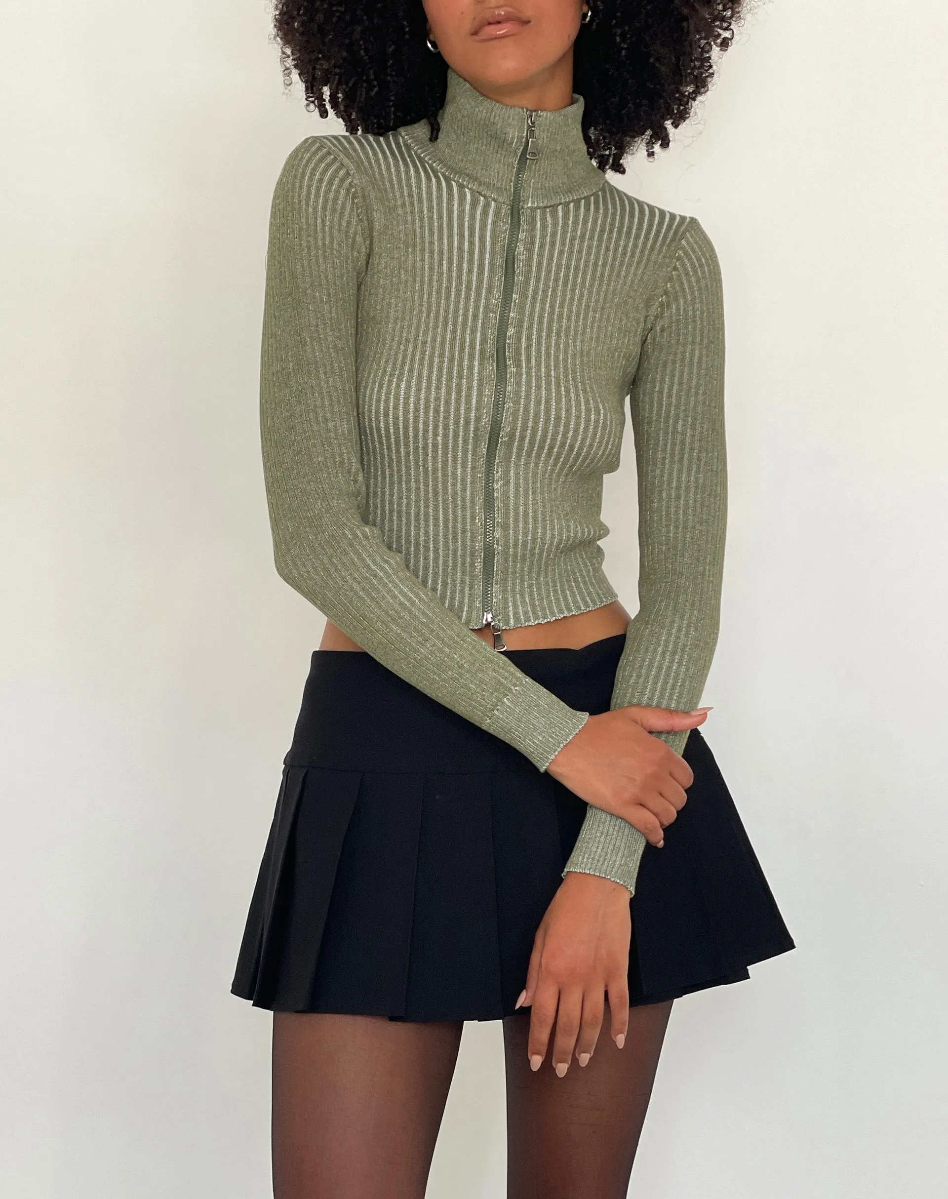 Tuzifa Cropped Jumper in Olive