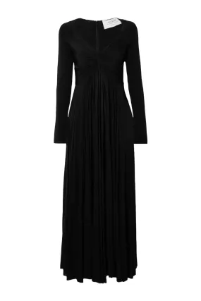 Twist-Front Pleated Stretch-Jersey Maxi Dress