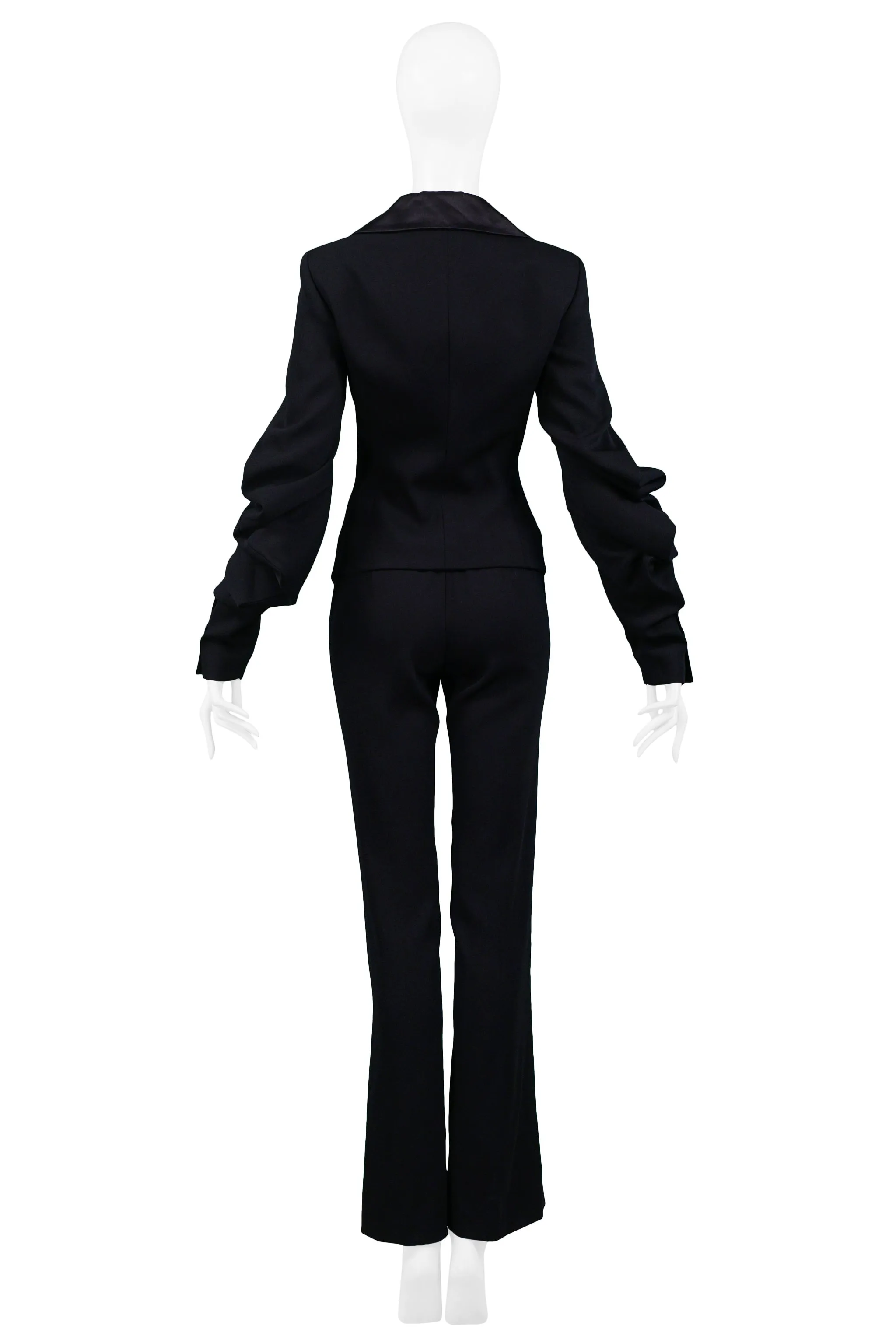 UNGARO BLACK SATIN TRIM SUIT JACKET & TROUSERS