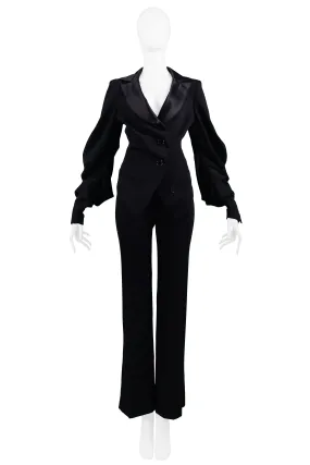 UNGARO BLACK SATIN TRIM SUIT JACKET & TROUSERS