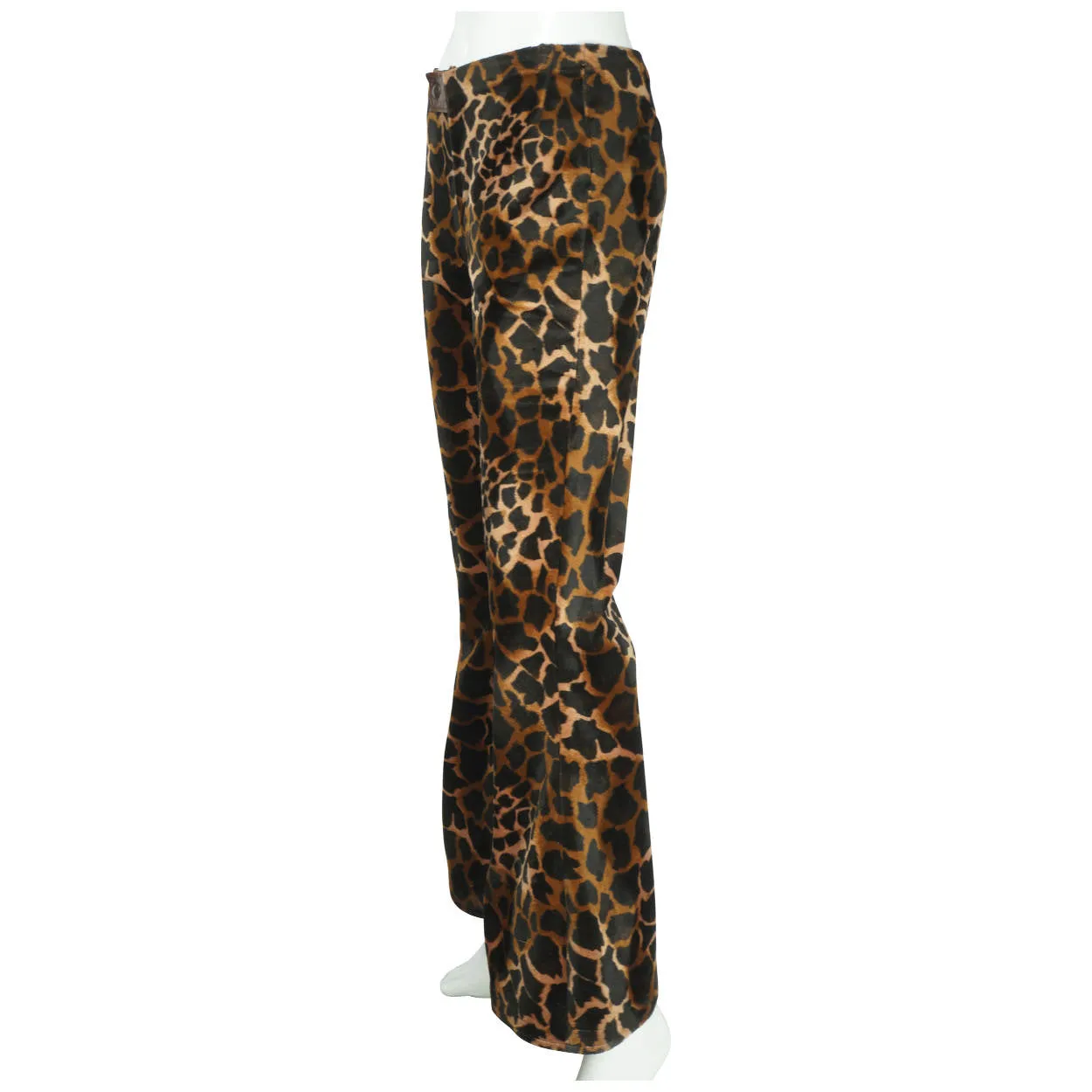 Vintage 1960s Leopard Print Velvet Pants Bell Bottom Hiphuggers Ladies Size M