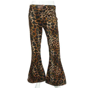 Vintage 1960s Leopard Print Velvet Pants Bell Bottom Hiphuggers Ladies Size M