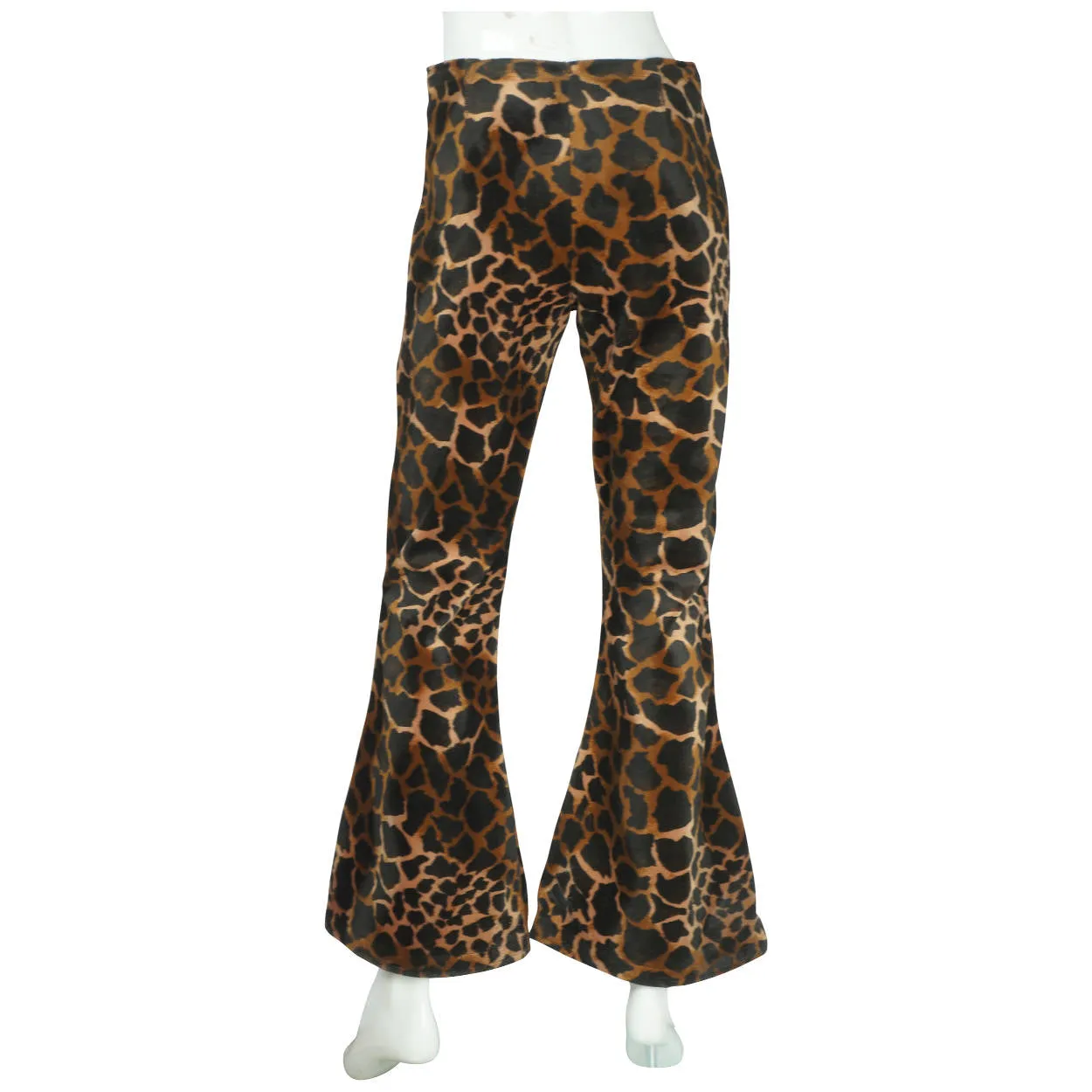 Vintage 1960s Leopard Print Velvet Pants Bell Bottom Hiphuggers Ladies Size M