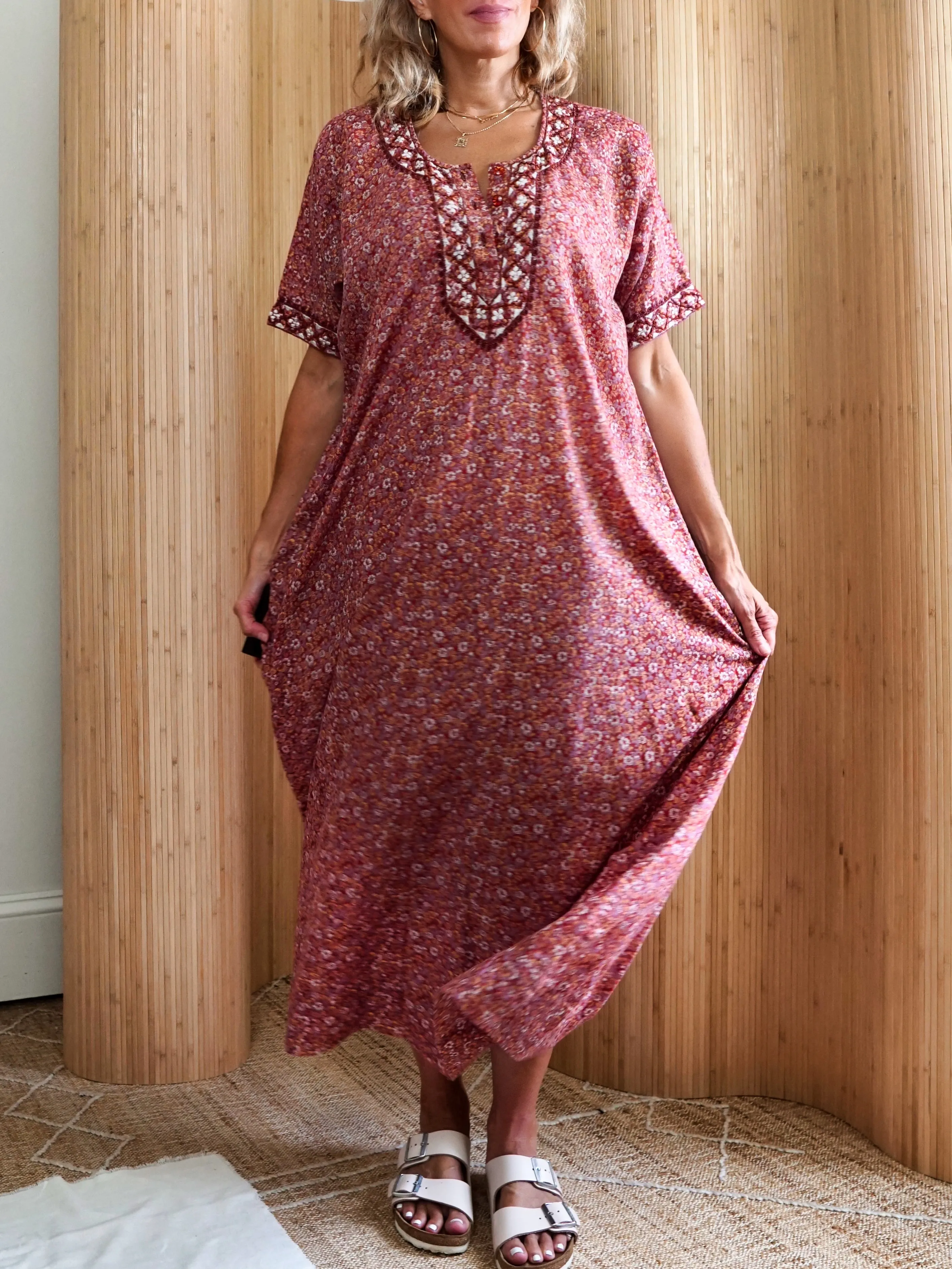 Vintage Floral Embroidered Caftan