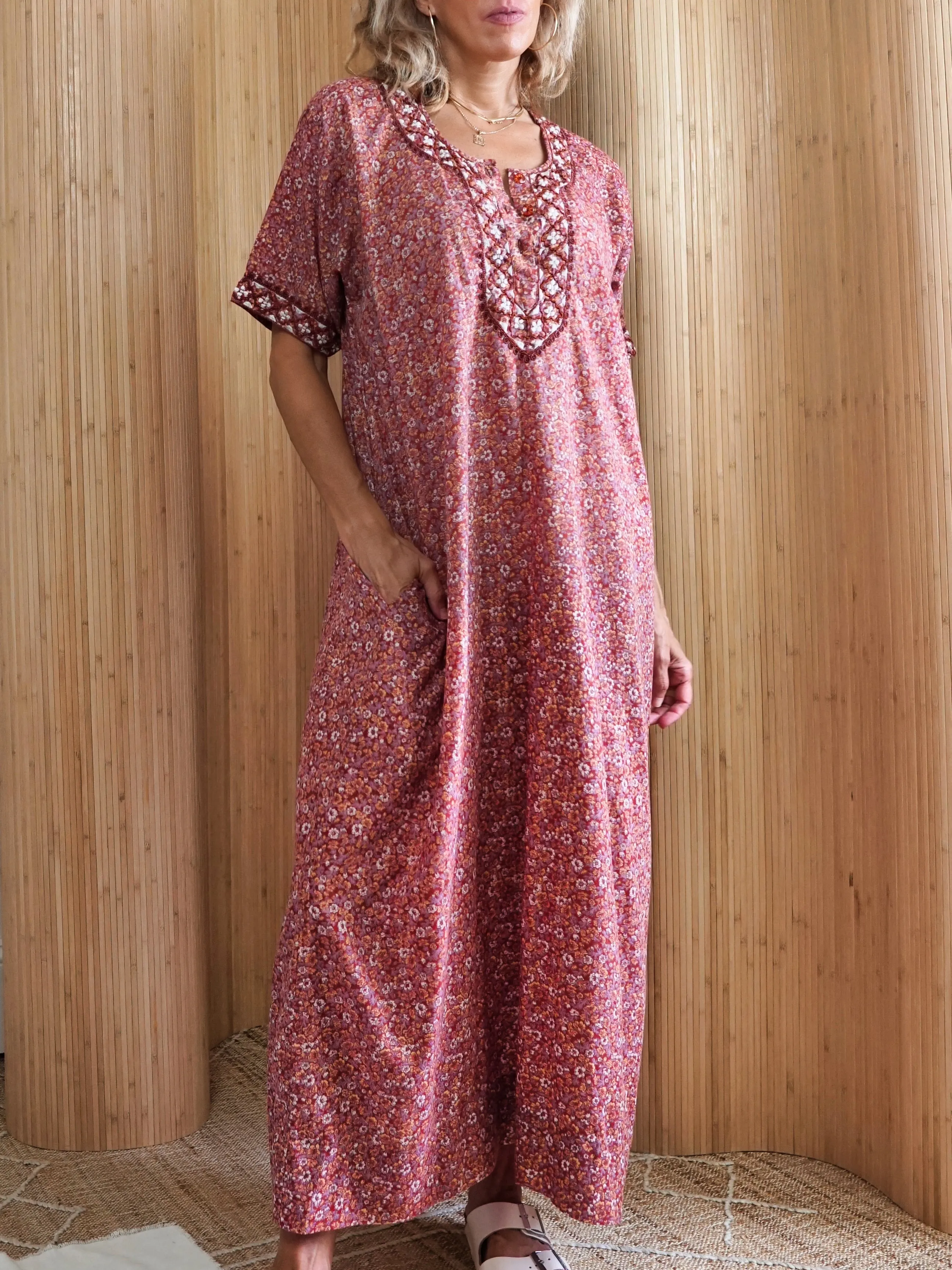 Vintage Floral Embroidered Caftan