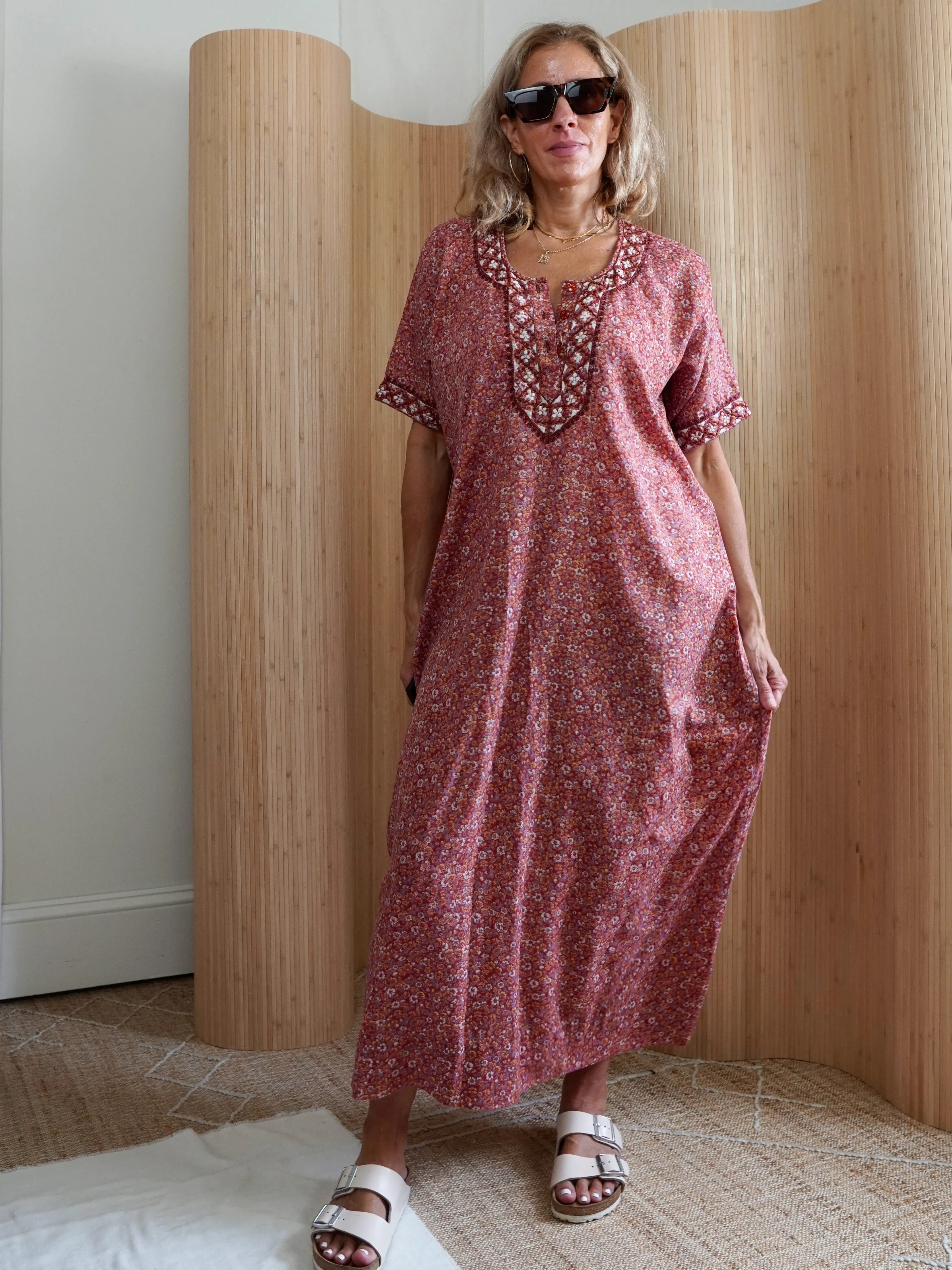 Vintage Floral Embroidered Caftan