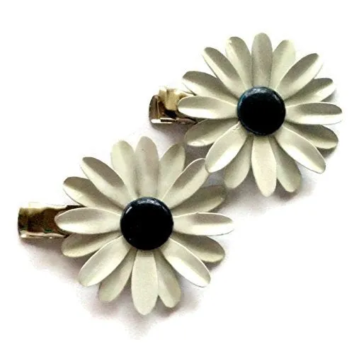 White and Navy Daisy (set of 2)