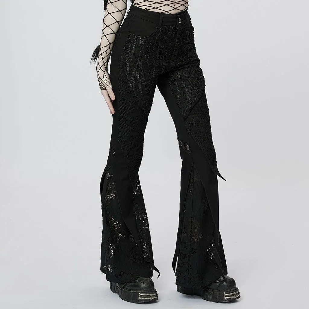 Women's Gothic Lace Splice Flared Pants