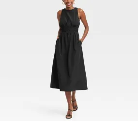 Women's Poplin Cross Back Midi Dress