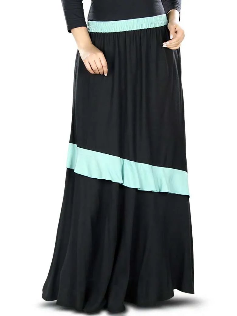 Zilal Black & Blue Rayon Skirt