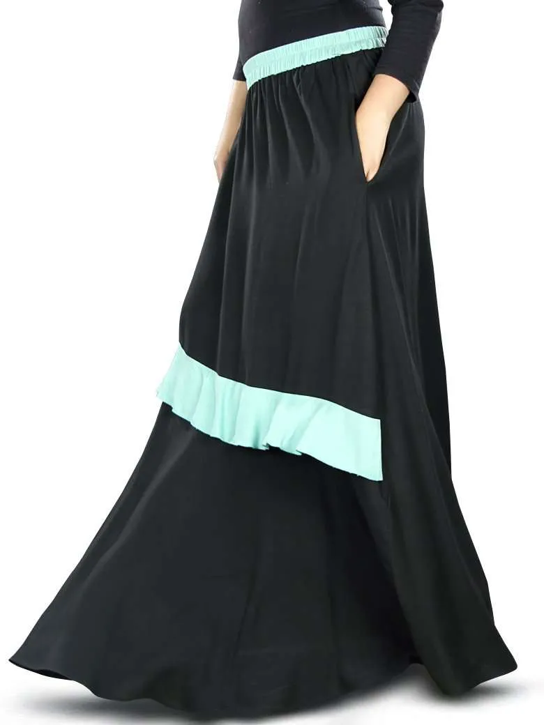 Zilal Black & Blue Rayon Skirt